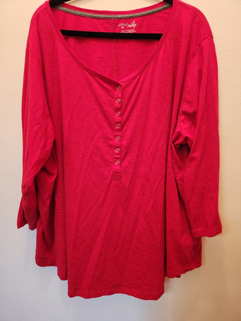 Riders By Lee Red Long Sleeve Scoop Neck Size 4X